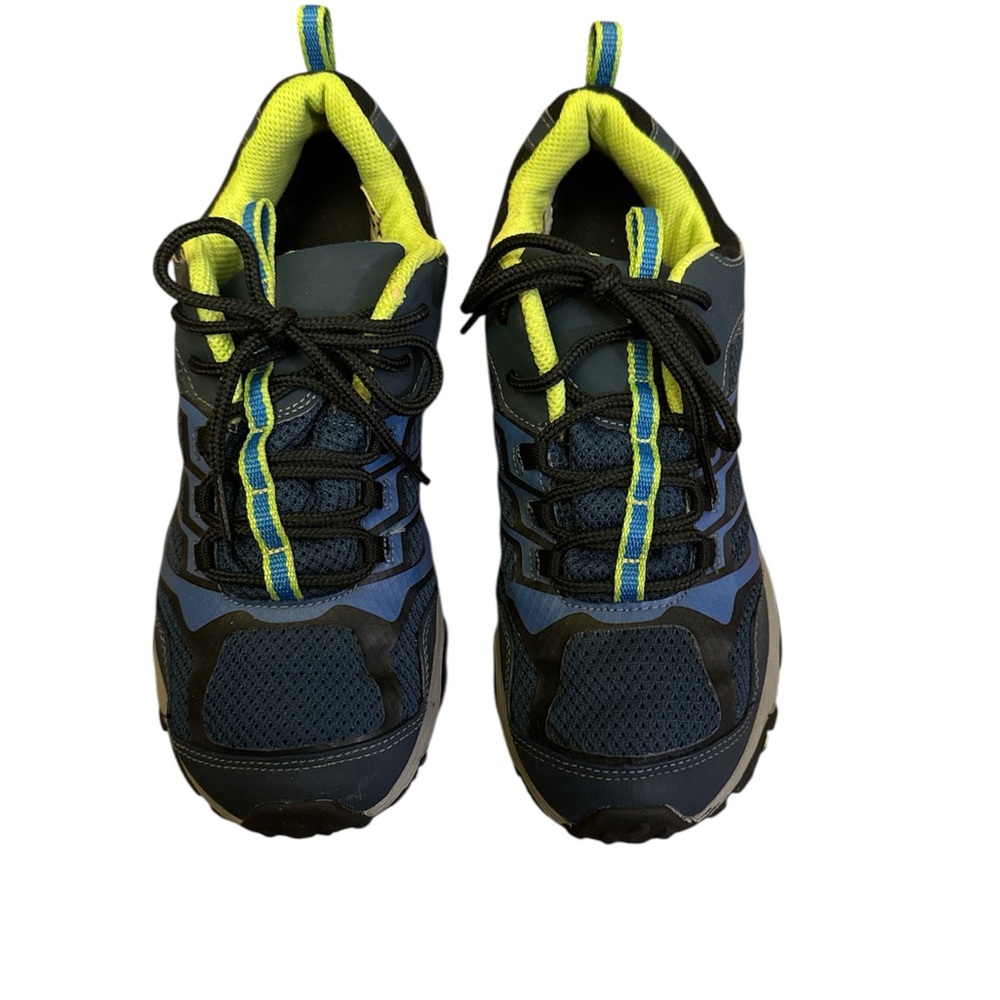 Merrell Blue and Black Waterproof Hiking Shoes with Neon Accents
